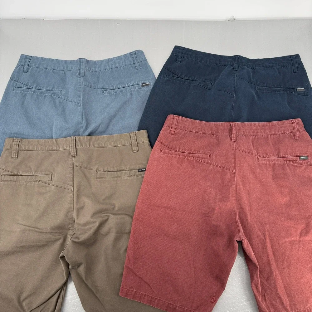 Volcom Mens Frickin Modern Fit Chino Shorts Bundle 4 Pairs Navy Khaki Red 33 - Picture 7 of 16